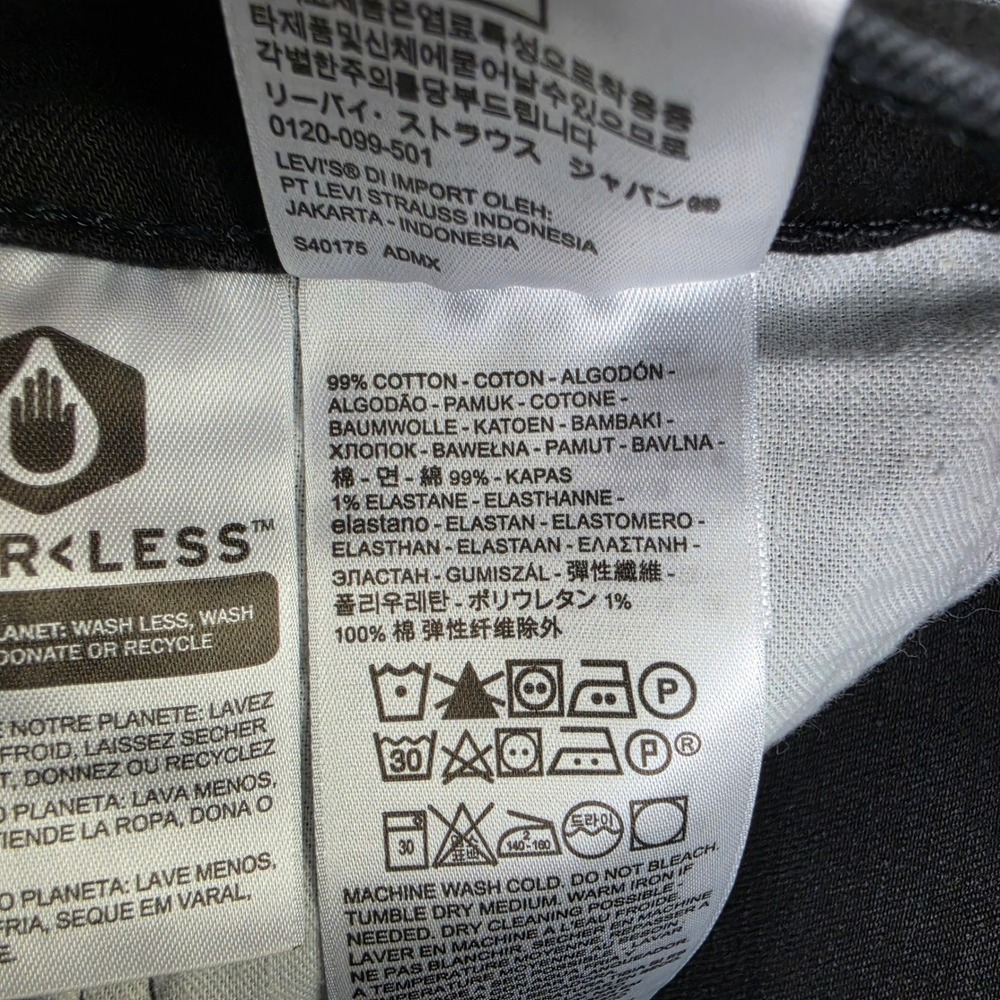 Levis 502 Jeans Men's 36x32 Regular Taper Black Denim Dark Wash Casual - Picture 8 of 9